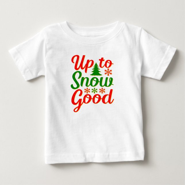 Camiseta Até a Neve, Bom Natal Engraçado, Verde Vermelho (Frente)