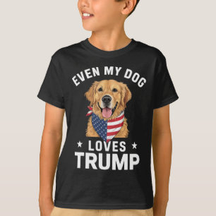 Camiseta Até Meu Cão Adora Trump Usa Flag Bandana