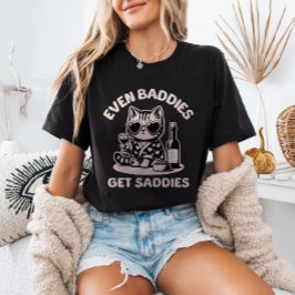 Camiseta Até os Vilões Sentem Tristezas Meme de Gato Saúde 