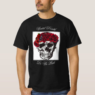 Camiseta Até Que A Morte Nos Afaste Do Crânio Rosa vermelha