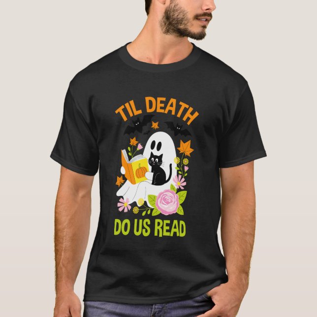 Camiseta Até que a Morte nos Separe Gato Fantasma Flores Ab (Frente)