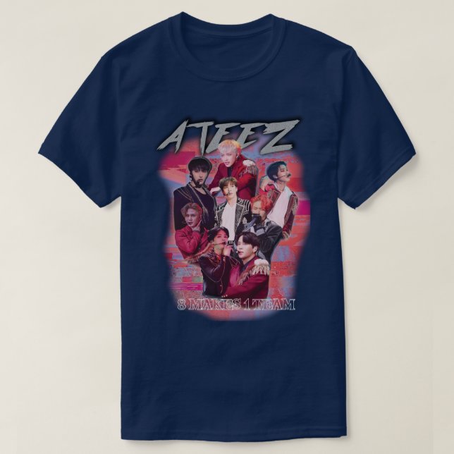 CAMISETA ATEEZ KPOP MERCH ANTIGO RETRO KNOCK OFF INSPIRADO  (Frente do Design)
