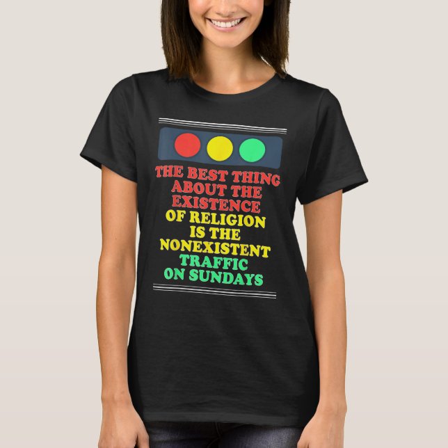 Camiseta Ateísta Existência De Religião Não Existente (Frente)