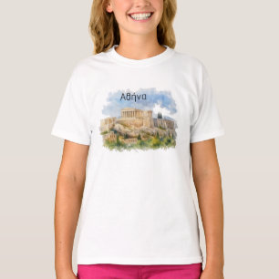 Camiseta Atenas Grécia Acrópole Pártenon Aquarela