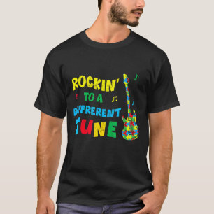 Camiseta Atenção Ao Autismo Da Guitarra De Ajuste Diferente