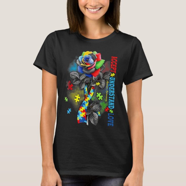 Camiseta Atenção ao Autismo de rosa Compreender Autismo (Frente)
