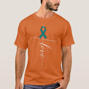 Camiseta Atenção ao câncer de ovário Amar Presente de Fita 