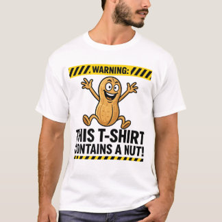 Camiseta Atenção: Contém uma Noz – Caricatura Divertida de