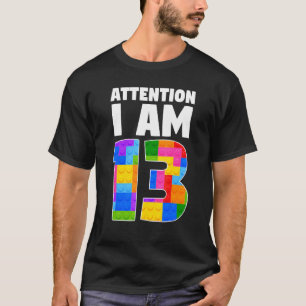 Camiseta Atenção, Eu Sou Um Brick De Aniversário De 13 Anos