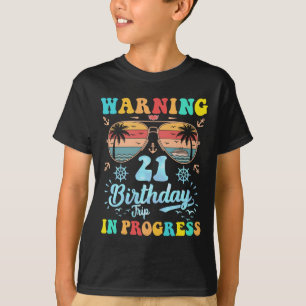 Camiseta Atenção Viagem de Aniversário de 21 anos em Andame
