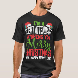 Camiseta Atendedor de Voo Feliz Natal Festivo Pajama Xm