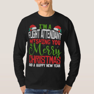 Camiseta Atendedor de Voo Feliz Natal Festivo Pajama Xm