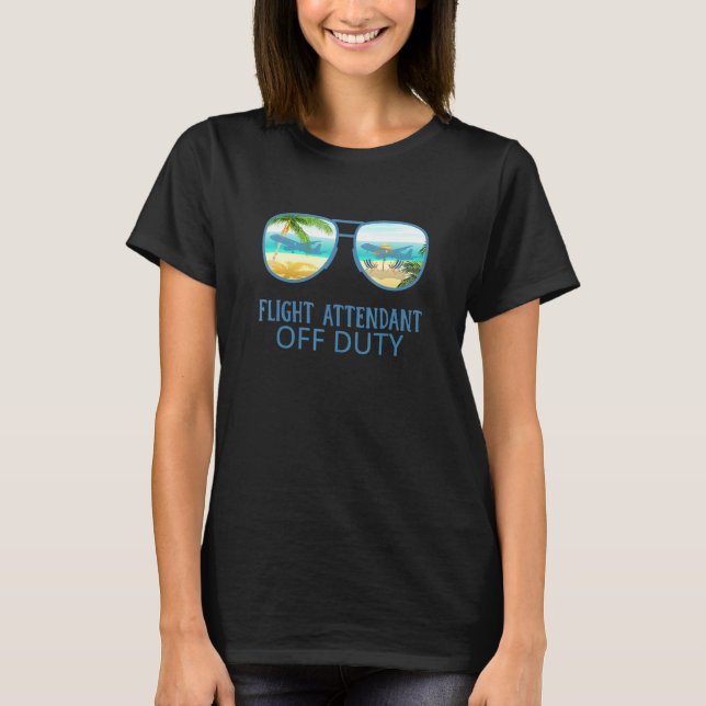 Camiseta Atendedor de Voo fora do serviço Óculos de sol Pra (Frente)