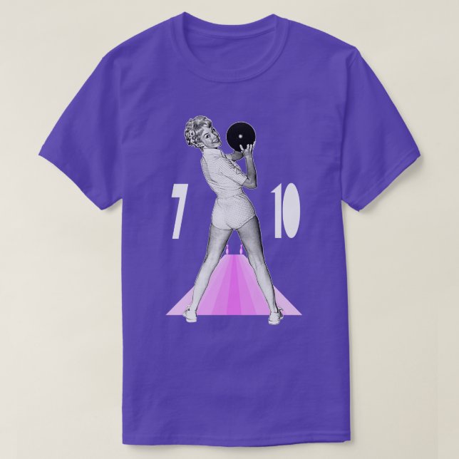 Camiseta Atingir O Humor Da Boliche Retro 710 (Frente do Design)