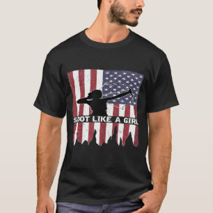 Camiseta Atirar Como Uma Bandeira De Uma Rapariga Caçando U