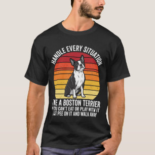 Camiseta Atitude de Cachorro Retro Engraçado Boston Terrier