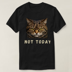Camiseta Atitude de Gato Ousada Não Hoje Design Minimalista
