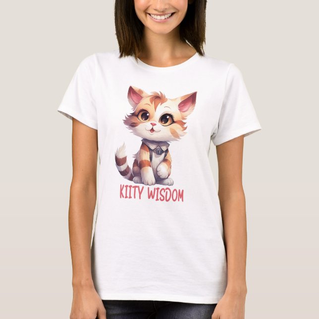 Camiseta Atitude de gato sem cuidado - Design de felino com (Frente)