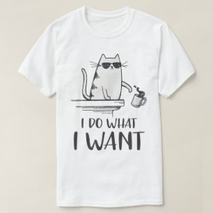 Camiseta Atitude Divertida de Gato Eu Faço o Que Quero Desi