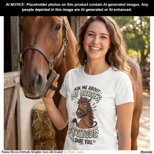 Camiseta Atitude engraçada de cavalo Humor gráfico da vida 