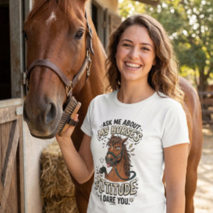 Camiseta Atitude engraçada de cavalo Humor gráfico da vida 