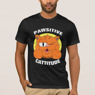 Camiseta ATITUDE PAWSITIVA Gato Senhor Gato de Desenho Anim
