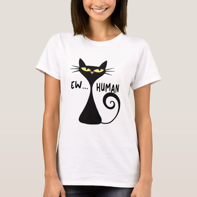 Camiseta Atitude Sarcástica de Gato Negro Sassaz (Frente)