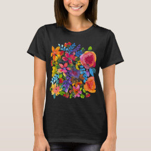 Camiseta Ativa de Flores Abstratas