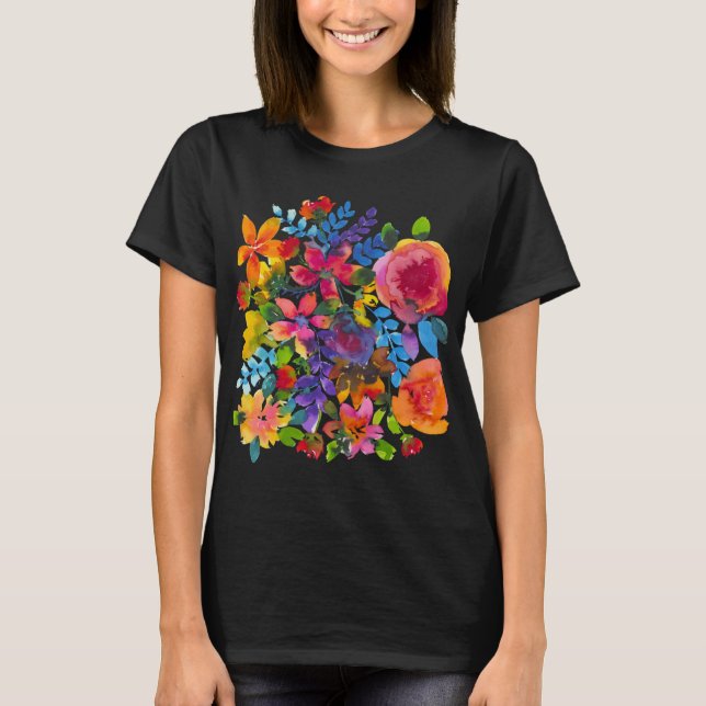 Camiseta Ativa de Flores Abstratas (Frente)