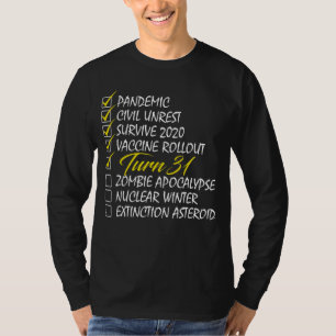 Camiseta Ativar 31 Lista de Verificação Aniversário