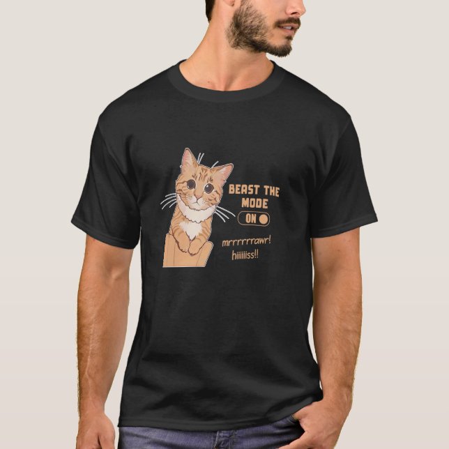Camiseta Ative o Modo Fera Gato Moderno Amante de Animais D (Frente)