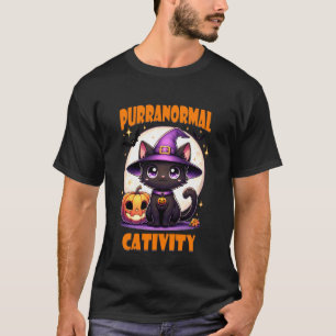 Camiseta Atividade Paranormal de Gato no Halloween