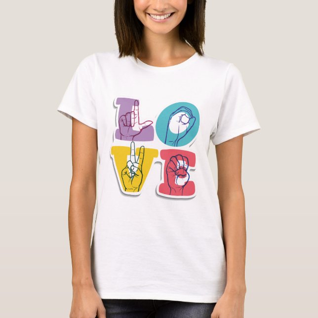 Camiseta Ativismo - Língua de Sinais - amor (Frente)