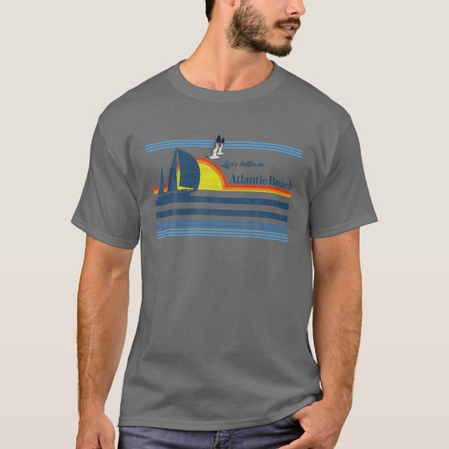 Camiseta Atlantic Beach NC North Carolina Gift Beach Retro (Frente)