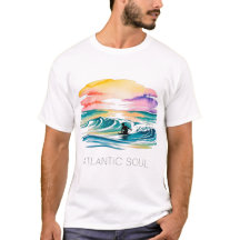ATLANTIC SOUL Surfista Pôr do Sol Aquarela Onda do