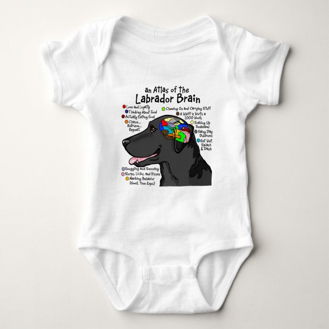 Camiseta Atlas do Cérebro Negro Labrador (Frente)
