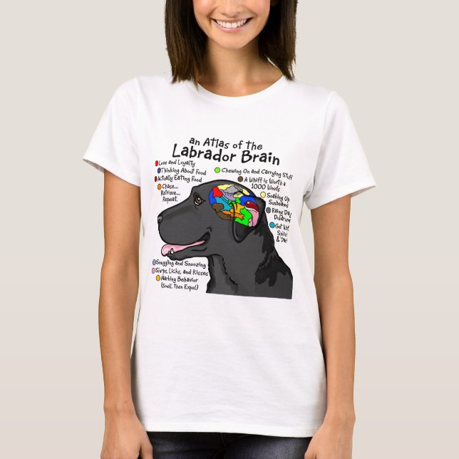 Camiseta Atlas preto do cérebro de Labrador (Frente)