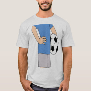 Camiseta Atleta de Desenho Animado Com Bola de Futebol Sob