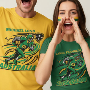 Camiseta Atleta de Futebol Americano Dinâmico da Austrália