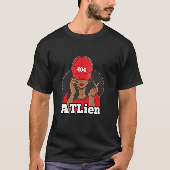 Camiseta ATLien 404 Atlanta ATL Código de Área Mulher Negra (Frente)