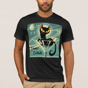 Camiseta Atomic Futuristic Space Age Black Cat Martini