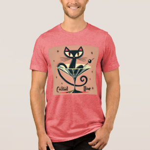 Camiseta Atomic Futuristic Space Age Black Cat Martini