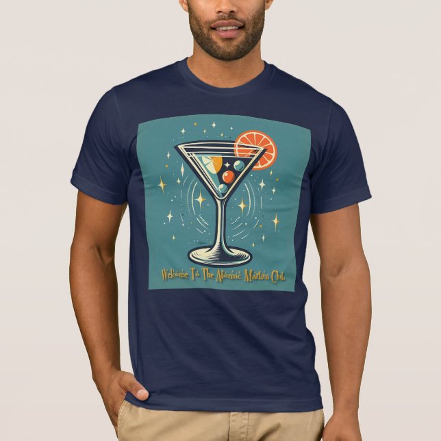 Camiseta Atomic Martini Club Retro Futuristic Cocktail (Frente)