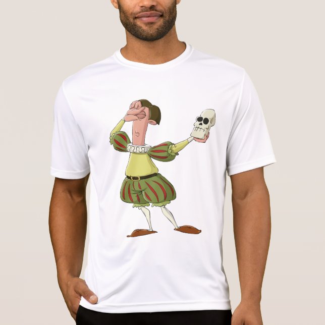 Camiseta Ator engraçado de Hamlet Shakespeare segurando cav (Frente)