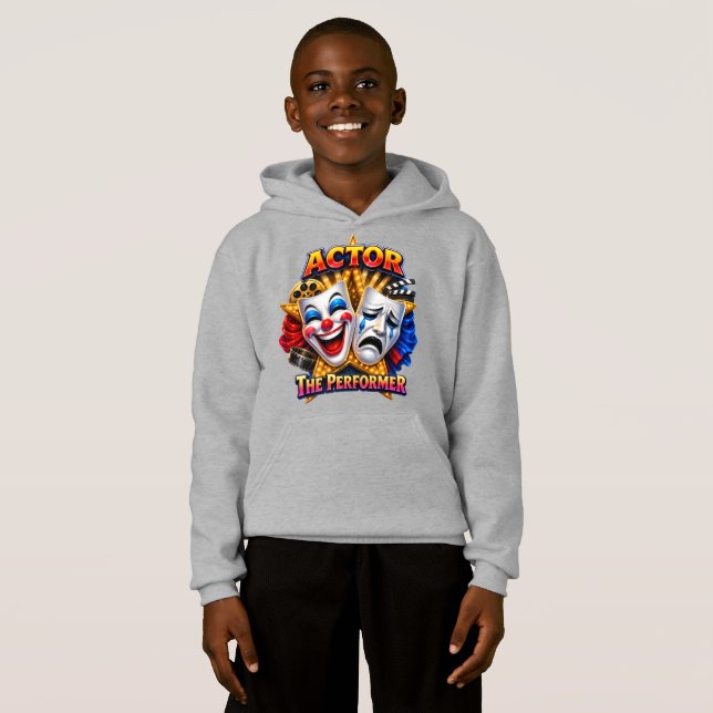 Camiseta Ator - Moletom com Capuz do Menino Performer (Frente Completa)