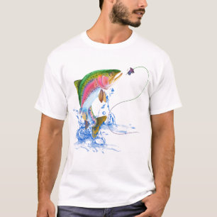 Camiseta Atração de salto da pesca da truta de arco-íris