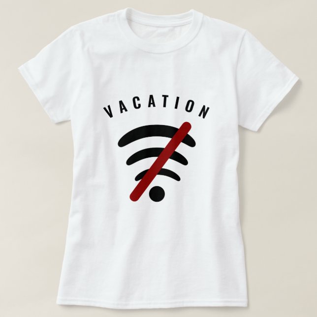 Camiseta Atraente Texto de Férias Offline (Frente do Design)