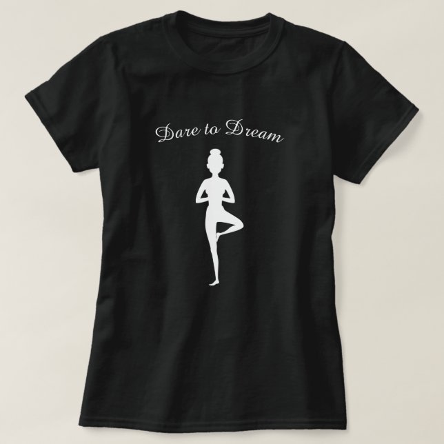 Camiseta Atrevo-me a sonhar a mulher Yoga Pose (Frente do Design)