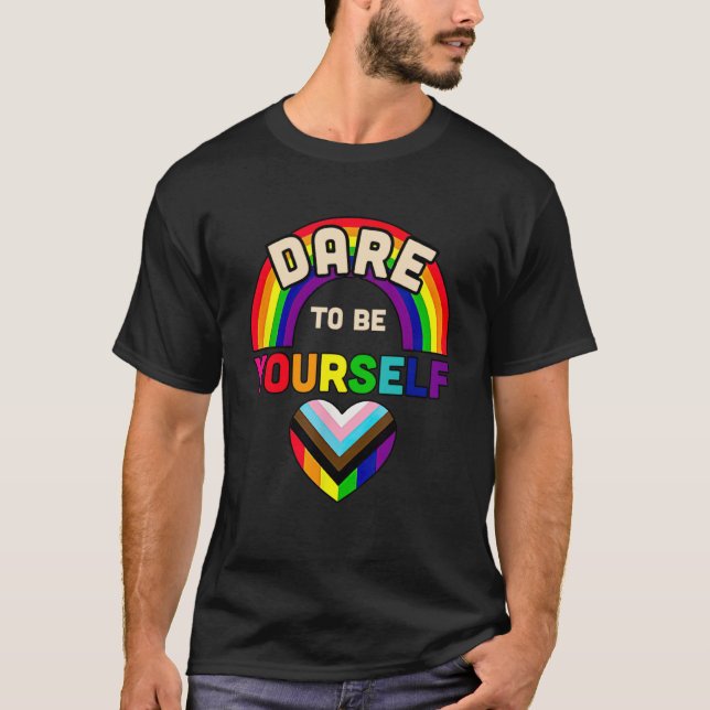 Camiseta Atrevo-se a ser você LGBT, Orgulho LGBT Gelado Mês (Frente)