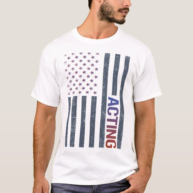 Camiseta Atriz de Ator Atuante de Bandeira Americana (Frente)